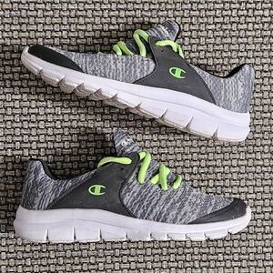 Boys Champion Size 3 Gray Shoes Neon Green Laces